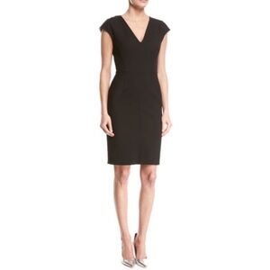 Diane Von Furstenberg Cap Sleeve V-neck Sheath Dress in Black Size 4